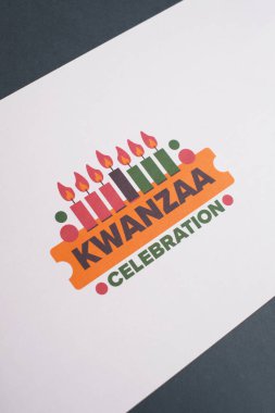 Kwanzaa Mutlu Kutlamalar. Afro-Amerikan kültür bayramı. Yedi gün festival, 26 Aralık 'tan 1 Ocak' a kadar yıllık kutlama. Siyah tarih. Poster