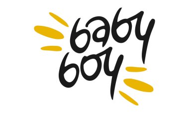 Baby Boy. El yazısıyla yazılmış vektör harfleri. Eşsiz bir el çizimi bebek odası posteri. Güzel cümleler. Mürekkep fırçası el yazısı. İskandinav tarzı bir alıntı. Poster tasarımı, tişört baskısı. Resim sanatı