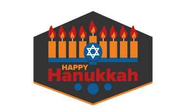 Hanukkah. Jewish festival. Festival of Lights. Traditional menorah. Candles. Star of David. Happy holiday banner. Creative art template. Vector illustration clipart