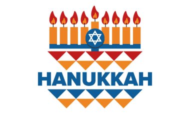 Hanukkah. Jewish festival. Festival of Lights. Traditional menorah. Candles. Star of David. Happy holiday banner. Creative art template. Vector illustration clipart