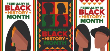 Black History Month. African American History. Celebrated annual. In February in United States and Canada. In October in Great Britain. Poster, card, banner, background. Vector illustration clipart