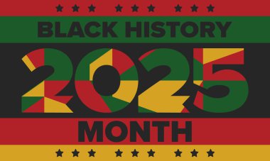 Siyahların Tarihi Ayı. Afrikalı Amerikan Tarihi. Yıllık kutlama. Şubat 'ta Amerika ve Kanada' da. Ekim ayında İngiltere 'de. Poster, kart, afiş, geçmiş. Vektör illüstrasyonu
