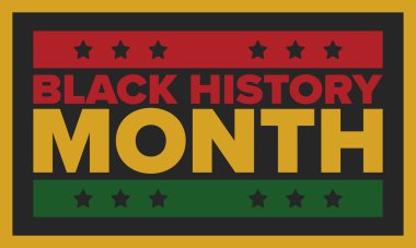 Siyahların Tarihi Ayı. Afrikalı Amerikan Tarihi. Yıllık kutlama. Şubat 'ta Amerika ve Kanada' da. Ekim ayında İngiltere 'de. Poster, kart, afiş, geçmiş. Vektör illüstrasyonu