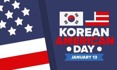 Korean American Day. Korean culture holiday in United States. Korean flag. American flag. Korean Americans. Happy celebration. Creative label. Poster art. Vector illustration clipart