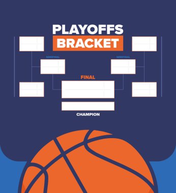 Playoffs bracket. Playoffs grid. Sport tournament bracket. Game and competition schedule. Season final. Team and players. Championship winner. Match score. Vector poster clipart