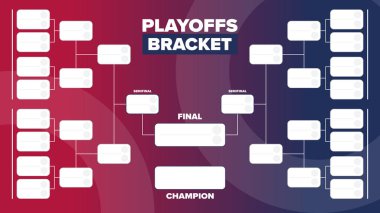 Playoff 'lar. Playoff ızgarası. Spor turnuvası parantezi. Oyun ve yarışma programı. Sezon finali. Takım ve oyuncular. Şampiyon. Maç skoru. Vektör posteri