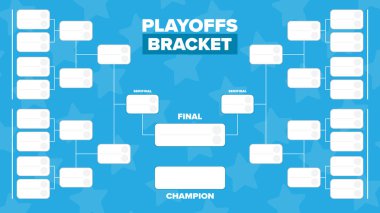 Playoff 'lar. Playoff ızgarası. Spor turnuvası parantezi. Oyun ve yarışma programı. Sezon finali. Takım ve oyuncular. Şampiyon. Maç skoru. Vektör posteri