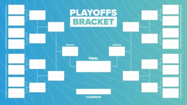 Playoff 'lar. Playoff ızgarası. Spor turnuvası parantezi. Oyun ve yarışma programı. Sezon finali. Takım ve oyuncular. Şampiyon. Maç skoru. Vektör posteri