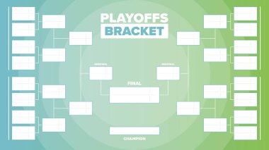 Playoff 'lar. Playoff ızgarası. Spor turnuvası parantezi. Oyun ve yarışma programı. Sezon finali. Takım ve oyuncular. Şampiyon. Maç skoru. Vektör posteri