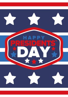 Birleşik Devletler 'de Başkanlık Günün kutlu olsun. Washington 'ın doğum günü. Amerika 'da federal tatil. Şubat 'ta kutlandı. Vatansever Amerikan unsurları. Poster, afiş ve arkaplan. Vektör illüstrasyonu