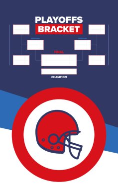 Playoffs bracket. Playoffs grid. Sport tournament bracket. Game and competition schedule. Season final. Team and players. Championship winner. Match score. Vector poster clipart