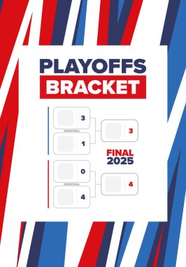 Playoff 'lar. Playoff ızgarası. Spor turnuvası parantezi. Oyun ve yarışma programı. Sezon finali. Takım ve oyuncular. Şampiyon. Maç skoru. Vektör posteri