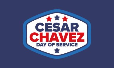 Cesar Chavez Günü. Hizmet ve öğrenim günü. Amerika 'nın resmi bayramı, her yıl Amerika Birleşik Devletleri' nde kutlanır. Vektör posteri, afiş ve illüstrasyon