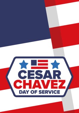 Cesar Chavez Günü. Hizmet ve öğrenim günü. Amerika 'nın resmi bayramı, her yıl Amerika Birleşik Devletleri' nde kutlanır. Vektör posteri, afiş ve illüstrasyon