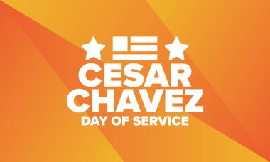 Cesar Chavez Günü. Hizmet ve öğrenim günü. Amerika 'nın resmi bayramı, her yıl Amerika Birleşik Devletleri' nde kutlanır. Vektör posteri, afiş ve illüstrasyon