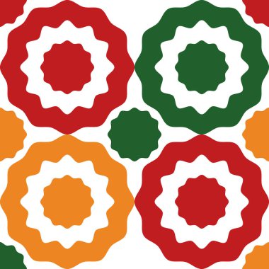 Geometrik desen. Farklı şekillerde şekiller. Kabile formu. Çiçekler. Geometrik yaratıcı tasarım. Güzel dokular. Renkli sanat. Modern grafik posteri. Retro renk. Vektör illüstrasyonu