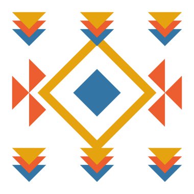 Geometrik desen. Farklı şekillerde şekiller. Kabile formu. Çiçekler. Geometrik yaratıcı tasarım. Güzel dokular. Renkli sanat. Modern grafik posteri. Retro renk. Vektör illüstrasyonu