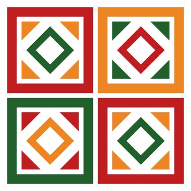 Geometrik desen. Farklı şekillerde şekiller. Kabile formu. Çiçekler. Geometrik yaratıcı tasarım. Güzel dokular. Renkli sanat. Modern grafik posteri. Retro renk. Vektör illüstrasyonu