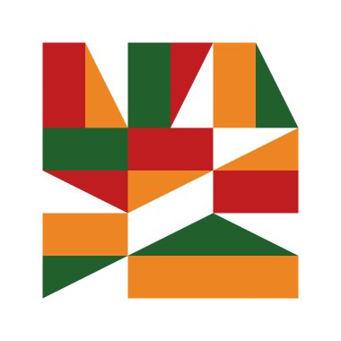 Geometrik desen. Farklı şekillerde şekiller. Kabile formu. Çiçekler. Geometrik yaratıcı tasarım. Güzel dokular. Renkli sanat. Modern grafik posteri. Retro renk. Vektör illüstrasyonu