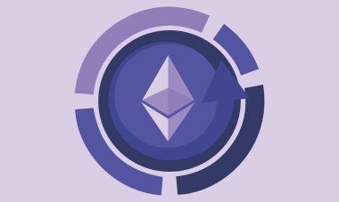 Ethereum logosu. Ethereum madeni parası. Dijital para. Kripto Ticaret ve Yatırım konsepti. Geleceğin teknolojisi. Yaratıcı sanat. Vektör çizimi. Poster