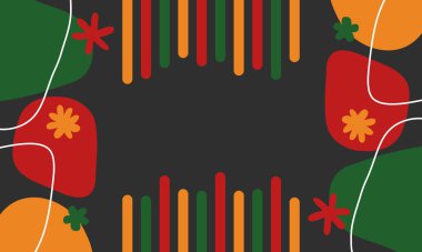 Güzel geometrik arka plan. Farklı şekillerde şekiller. Kabile formu. Çiçekler. Geometrik tasarım. Yaratıcı dokular. Renkli sanat. Modern grafik posteri. Retro renk. Vektör illüstrasyonu