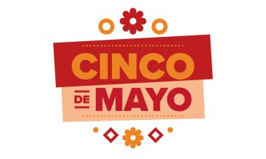 Meksika 'da Cinco de Mayo. Mayıs ayındaki geleneksel Meksika şenliği. Karnaval, festival ve geçit töreniyle ulusal mutlu bayramlar. Latin Amerika ve İspanyol tarzı. Sombrero ile illüstrasyon. Vektör posteri