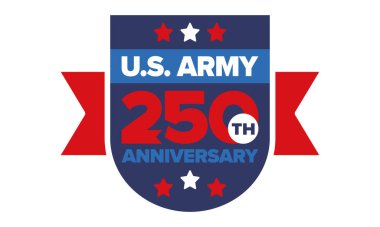 Amerikan Ordusu 'nun 250. yaş günü. Yıldönümü. Haziran 'da Birleşik Devletler Ordusu Günü. Amerikan askeri bayramı. Amerikan bayrağı. Vatansever tasarım. Vektör İllüstrasyonu