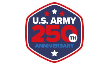 Amerikan Ordusu 'nun 250. yaş günü. Yıldönümü. Haziran 'da Birleşik Devletler Ordusu Günü. Amerikan askeri bayramı. Amerikan bayrağı. Vatansever tasarım. Vektör İllüstrasyonu