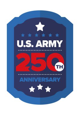 Amerikan Ordusu 'nun 250. yaş günü. Yıldönümü. Haziran 'da Birleşik Devletler Ordusu Günü. Amerikan askeri bayramı. Amerikan bayrağı. Vatansever tasarım. Vektör İllüstrasyonu