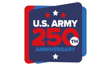 Amerikan Ordusu 'nun 250. yaş günü. Yıldönümü. Haziran 'da Birleşik Devletler Ordusu Günü. Amerikan askeri bayramı. Amerikan bayrağı. Vatansever tasarım. Vektör İllüstrasyonu