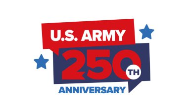 Amerikan Ordusu 'nun 250. yaş günü. Yıldönümü. Haziran 'da Birleşik Devletler Ordusu Günü. Amerikan askeri bayramı. Amerikan bayrağı. Vatansever tasarım. Vektör İllüstrasyonu