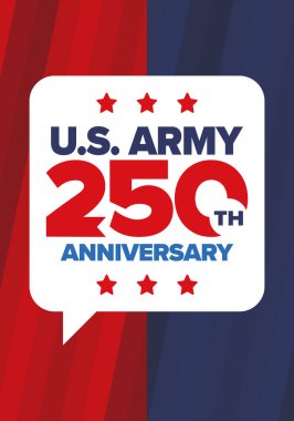 Amerikan Ordusu 'nun 250. yaş günü. Yıldönümü. Haziran 'da Birleşik Devletler Ordusu Günü. Amerikan askeri bayramı. Amerikan bayrağı. Vatansever tasarım. Vektör İllüstrasyonu