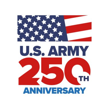 Amerikan Ordusu 'nun 250. yaş günü. Yıldönümü. Haziran 'da Birleşik Devletler Ordusu Günü. Amerikan askeri bayramı. Amerikan bayrağı. Vatansever tasarım. Vektör İllüstrasyonu
