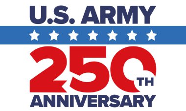 Amerikan Ordusu 'nun 250. yaş günü. Yıldönümü. Haziran 'da Birleşik Devletler Ordusu Günü. Amerikan askeri bayramı. Amerikan bayrağı. Vatansever tasarım. Vektör İllüstrasyonu