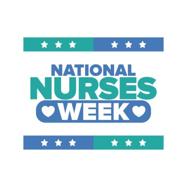 Ulusal Hemşireler Haftası. Teşekkürler hemşireler. Tıbbi ve sağlık hizmetleri konsepti. Virüslere ve hastalıklara karşı savaşanlar. Doktorların şerefine. Amerika 'da yıllık kutlama. Vektör illüstrasyon posteri