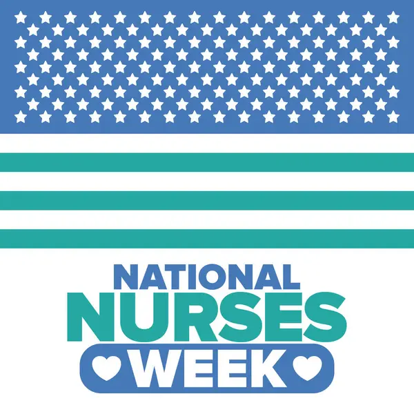 Ulusal Hemşireler Haftası. Teşekkürler hemşireler. Tıbbi ve sağlık hizmetleri konsepti. Virüslere ve hastalıklara karşı savaşanlar. Doktorların şerefine. Amerika 'da yıllık kutlama. Vektör illüstrasyon posteri