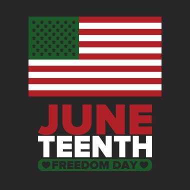 Haziran Bağımsızlık Günü 'nde. Özgürlük ya da Özgürlük Günü. Yıllık Amerikan bayramı, 19 Haziran 'da kutlandı. Afro-Amerikan tarihi ve mirası. Poster, tebrik kartı, afiş ve geçmiş. Vektör
