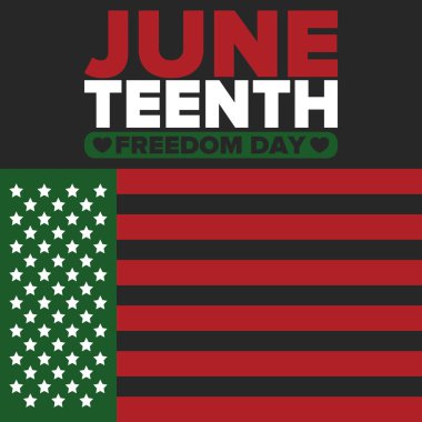 Haziran Bağımsızlık Günü 'nde. Özgürlük ya da Özgürlük Günü. Yıllık Amerikan bayramı, 19 Haziran 'da kutlandı. Afro-Amerikan tarihi ve mirası. Poster, tebrik kartı, afiş ve geçmiş. Vektör