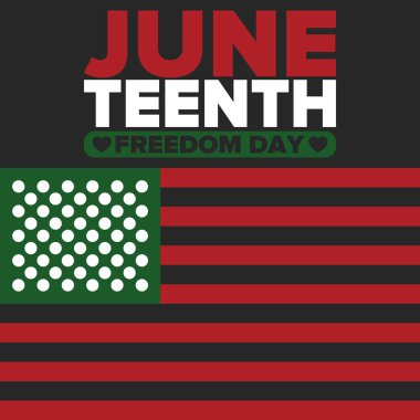 Haziran Bağımsızlık Günü 'nde. Özgürlük ya da Özgürlük Günü. Yıllık Amerikan bayramı, 19 Haziran 'da kutlandı. Afro-Amerikan tarihi ve mirası. Poster, tebrik kartı, afiş ve geçmiş. Vektör