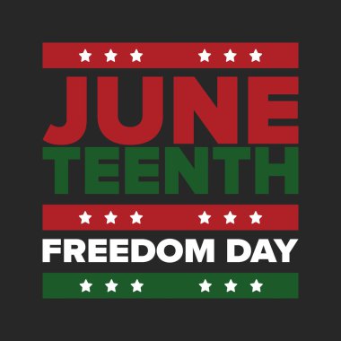 Haziran Bağımsızlık Günü 'nde. Özgürlük ya da Özgürlük Günü. Yıllık Amerikan bayramı, 19 Haziran 'da kutlandı. Afro-Amerikan tarihi ve mirası. Poster, tebrik kartı, afiş ve geçmiş. Vektör