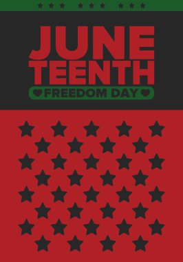 Haziran Bağımsızlık Günü 'nde. Özgürlük ya da Özgürlük Günü. Yıllık Amerikan bayramı, 19 Haziran 'da kutlandı. Afro-Amerikan tarihi ve mirası. Poster, tebrik kartı, afiş ve geçmiş. Vektör