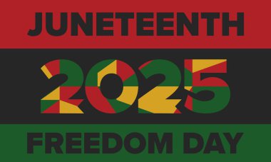 Haziran Bağımsızlık Günü 'nde. Özgürlük ya da Özgürlük Günü. Yıllık Amerikan bayramı, 19 Haziran 'da kutlandı. Afro-Amerikan tarihi ve mirası. Poster, tebrik kartı, afiş ve geçmiş. Vektör