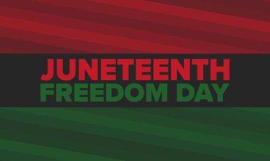 Haziran Bağımsızlık Günü 'nde. Özgürlük ya da Özgürlük Günü. Yıllık Amerikan bayramı, 19 Haziran 'da kutlandı. Afro-Amerikan tarihi ve mirası. Poster, tebrik kartı, afiş ve geçmiş. Vektör