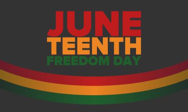 Haziran Bağımsızlık Günü 'nde. Özgürlük ya da Özgürlük Günü. Yıllık Amerikan bayramı, 19 Haziran 'da kutlandı. Afro-Amerikan tarihi ve mirası. Poster, tebrik kartı, afiş ve geçmiş. Vektör