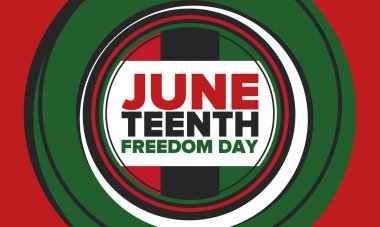 Haziran Bağımsızlık Günü 'nde. Özgürlük ya da Özgürlük Günü. Yıllık Amerikan bayramı, 19 Haziran 'da kutlandı. Afro-Amerikan tarihi ve mirası. Poster, tebrik kartı, afiş ve geçmiş. Vektör