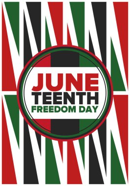 Haziran Bağımsızlık Günü 'nde. Özgürlük ya da Özgürlük Günü. Yıllık Amerikan bayramı, 19 Haziran 'da kutlandı. Afro-Amerikan tarihi ve mirası. Poster, tebrik kartı, afiş ve geçmiş. Vektör