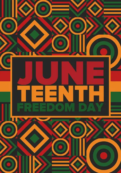 Haziran Bağımsızlık Günü 'nde. Özgürlük ya da Özgürlük Günü. Yıllık Amerikan bayramı, 19 Haziran 'da kutlandı. Afro-Amerikan tarihi ve mirası. Poster, tebrik kartı, afiş ve geçmiş. Vektör