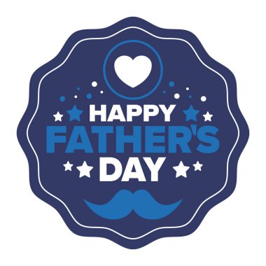 Babalar Günün kutlu olsun. Onurlu babalar. Haziranda güzel bir kutlama. En tatlı aile tatili. Parti etkinliği. Bıyık ve kalp. Mavi renk. Yaratıcı sanat posteri. Vektör tasarımı