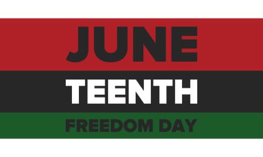 Haziran Bağımsızlık Günü 'nde. Özgürlük ya da Özgürlük Günü. Yıllık Amerikan bayramı, 19 Haziran 'da kutlandı. Afro-Amerikan tarihi ve mirası. Poster, tebrik kartı, afiş ve geçmiş. Vektör