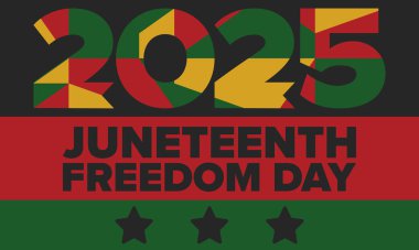 Haziran Bağımsızlık Günü 'nde. Özgürlük ya da Özgürlük Günü. Yıllık Amerikan bayramı, 19 Haziran 'da kutlandı. Afro-Amerikan tarihi ve mirası. Poster, tebrik kartı, afiş ve geçmiş. Vektör